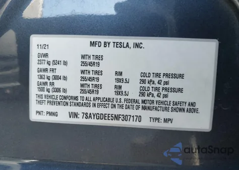 2022 Tesla Model Y Long Range Dual Motor All-Wheel Drive from USA, damaged, VIN 7SAYGDEE5NF307170